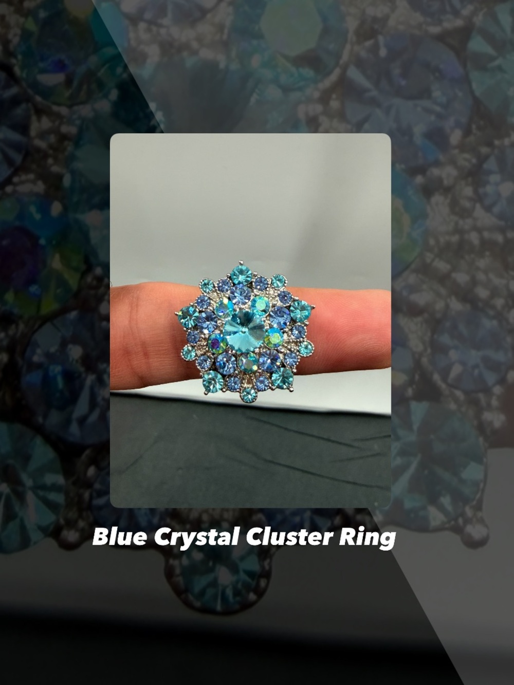 NWOT Blue Crystal Cluster Ring